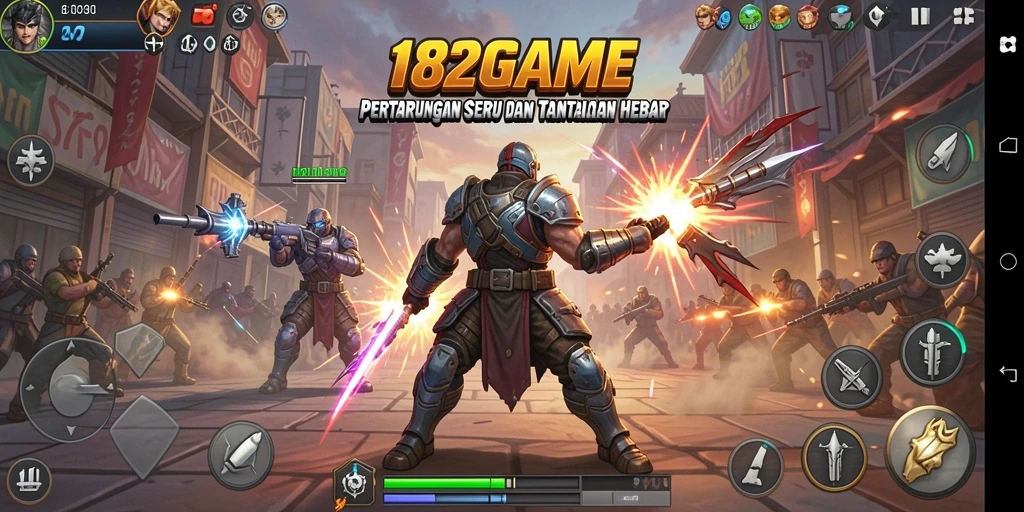 Tampilan gameplay aksi seru dari 182GAME dengan karakter bertarung.