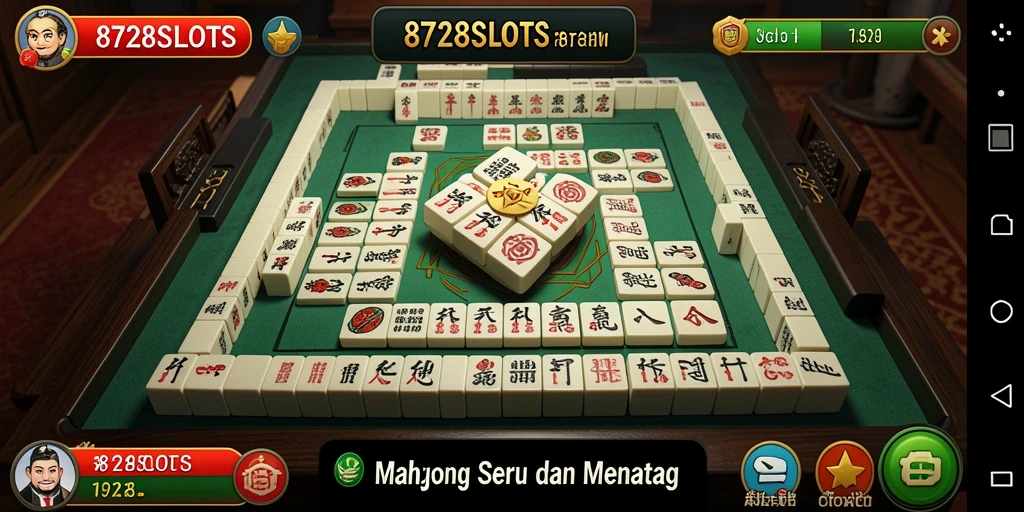 Tampilan gameplay intens dan menarik dari 8728SLOTS yang menampilkan Mahjong.