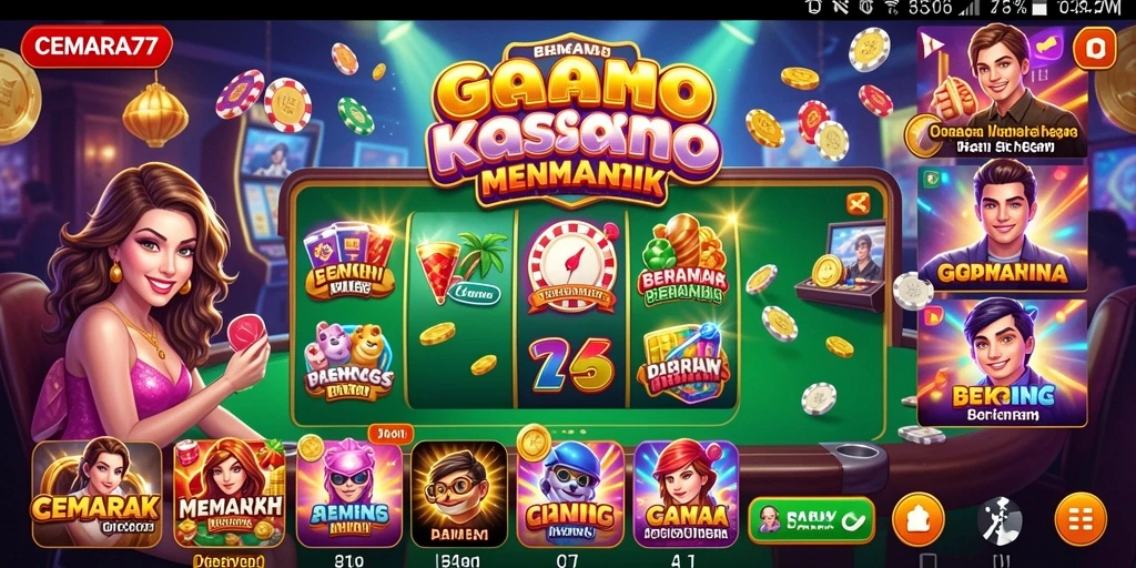 Tampilan gameplay seru dari aplikasi CEMARA77 yang menampilkan permainan kasino yang beragam.