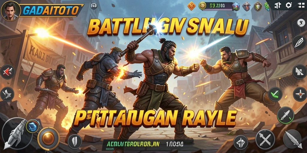 Tampilan gameplay GADAITOTO dengan aksi pertarungan Battle Royale yang menegangkan.