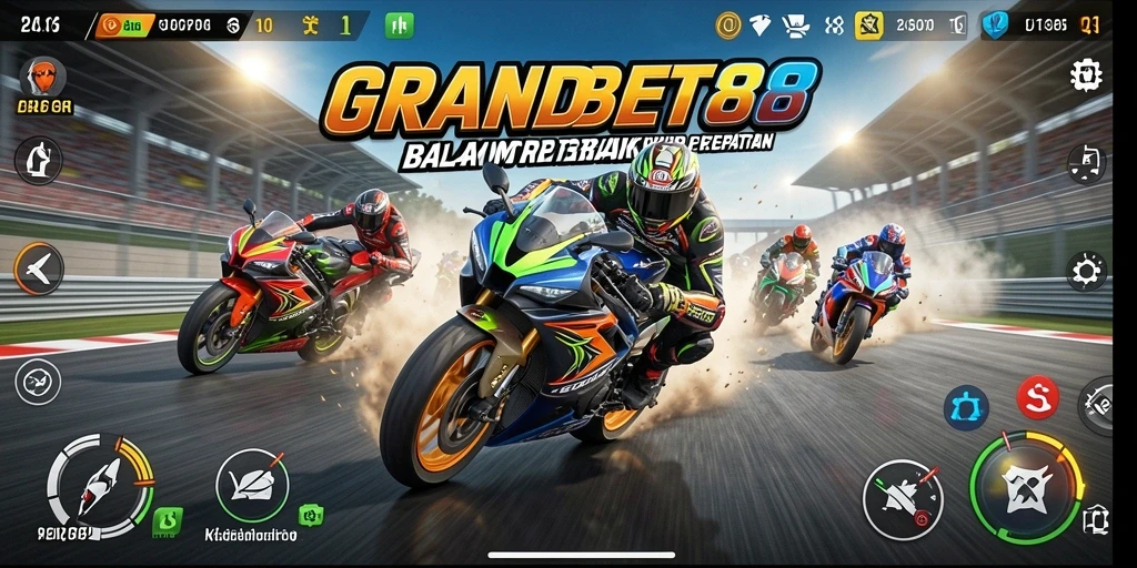 Gameplay mendebarkan dalam balapan motor yang seru.