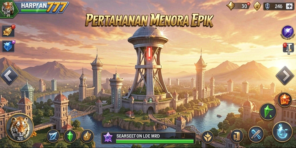 Gameplay intens HARAPAN777 dalam Tower Defense.