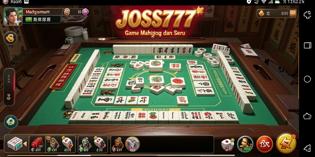 Tampilan gameplay JOSS777 yang menarik dengan elemen Mahjong yang kreatif.