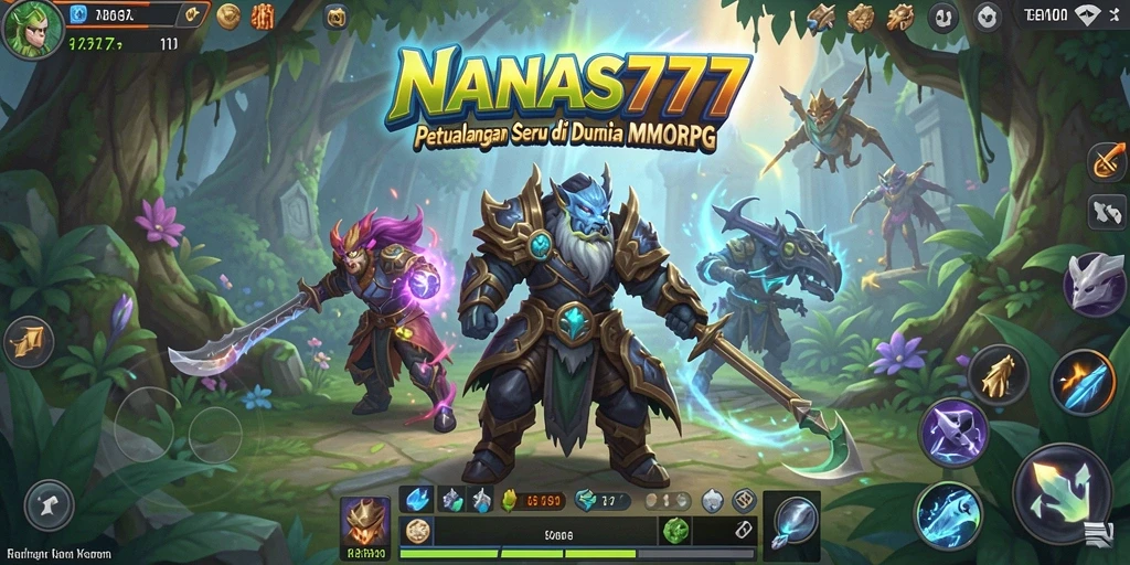 Screenshot gameplay NANAS777 yang menunjukkan aksi pertarungan seru di MMORPG.
