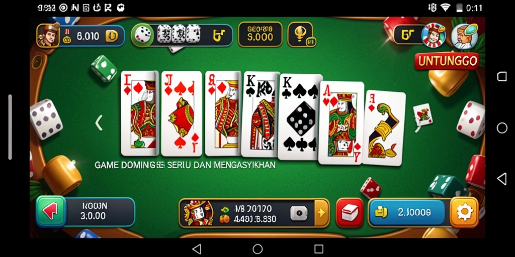 Screenshot UNTUNGGO menampilkan desain menarik permainan Domino.